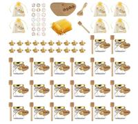 UCAMP Pots À Miel En Verre Hexagonaux avec Couvercle (20 Pack) - Mini Pot De Miel avec Cuillère En Bois, Pendentif Abeille, Saccade En Or Et Autocollants