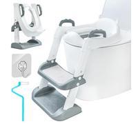 UCAMP Reducteur Toilette Enfant,Réducteur WC avec Marches,Rehausseur Toilette Enfant avec PU-Coussin,Siège de Toilette Enfant Réglable en Hauteur Pliable,éclaboussures et antidérapant,Adaptateur Toile