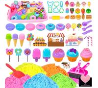 UCAMP Sable Magique Enfant,Jouet Sensoriel De Sable 900g Magic Sand 5 Couleurs,Sable Jouet Kit,Fille Jeu De Sable Kit,Sable Magique Dessert Kit Avec Bac À Sable,Cadeau D'anniversaire Enfant De 3+ Ans