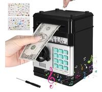 UCAMP Tirelire Électronique pour Enfants,Tirelire éLectronique avec Mot De Passe,Tirelire ATM Coffre-Fort,Inclus 6 Autocollants,Tournevis,Cadeau pour Garçons et Filles de 3 à 12 Ans (Noir)