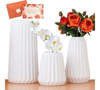UCAMP Vase Decoratif en Ceramique,Lot de 3 Vases en Céramique Blanche,Vase Céramique,Décoration Salon de Style Minimaliste bohémien Moderne pour Les Fleurs Fraîches et Séchées Vase en Céramique