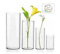 UCAMP Vase Verre Transparent pour Centres de Table,Cylindres en Verre de 4 Tailles,Vases pour Fleurs, Bougies, Galets, Coquillages, Perles - Vases Decoratifs Moderne pour Intérieur & Mariage