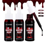 UCANBE Halloween Faux Sang Réaliste (3 PCS)- Fake Blood Lavable pour Film, Théâtre, Zombies Vampires Clowns Monstres Cosplay Effets Spéciaux Maquillage