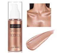 UCANBE Huile scintillante pour le corps - 100 ml - Huile hydratante à paillettes - Imperméable - Illuminateur liquide - Lotion pour le corps - Maquillage bronzant brillant (or rose)