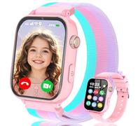 Ucani 4G Montre Connectée Enfant, Smartwatch Téléphone pour Filles Garçons avec GPS, SOS, WiFi, Appels/Vidéo/Chat Vocal, Mode École, Podomètre, Alarme, Jeux Smart Watch pour Enfants 4-12 Cadeau,Rose