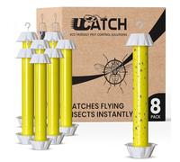 UCatch Lot de 8 pièges à mouches adhésifs à suspendre à l'intérieur et à l'extérieur - Longue durée, adhésif non toxique pour moucherons, mouches, guêpes et autres insectes volants