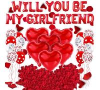 Ucatcher Will You Be My Girlfriend Lot de 1000 ballons en latex avec pétales de rose artificiels pour la Saint-Valentin, la Saint-Valentin, la fête des mères, les confessions, les demandes en mariage