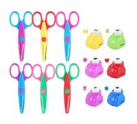 UCEC Lot de 12 ciseaux pour enfants - Contient 6 ciseaux zigzag et 6 poinçons à papier, ciseaux crantés, coupe fluide, ciseaux de sécurité pour enfants pour bricolage, scrapbooking, album photo