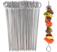 UCEC Lot de 50 brochettes à kebab en acier inoxydable, 20 cm, pour griller, barbecue