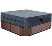 UCEDER Housse de protection imperméable pour jacuzzi et spa extérieur en polyester 600D, taille réelle de 198 x 198 x 50 cm, adaptée aux spas de 193 x 193 x 50 cm (gris foncé)
