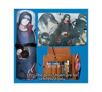 (Uchiha Itachi 1) Naruto Parchemin Trousse à Crayons Figure d'Anime PU Cuir Grande Capacité Stylo Sac