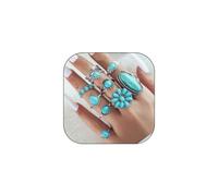 Ucilon Ensemble de bagues bohème western turquoise pour femme, bijoux occidentaux vintage pour femme, tenue de concert de campagne, Acier allié, Aucune pierre précieuse