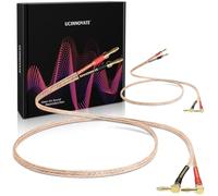 UCINNOVATE Lot de 2 câbles de haut-parleur 13 AWG avec fiches banane, 2 câbles de haut-parleur HiFi de 2 m avec fiches bananes à angle droit plaquées or de 4 mm, cordon audio solide pour home cinéma