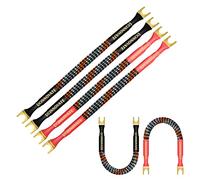 UCINNOVATE Lot de 4 câbles de démarrage HiFi OFC avec bêche - 21 cm - Plaques de démarrage bi-fils pour haut-parleur - Pont de câble 11 AWG vers bornes de câble d'enceinte avec 8 broches plaquées or