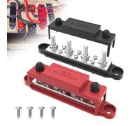 UCkasayfy Prise mise à jour Bus Bar 250 A 12 V Bloc de distribution d'énergie avec 5/16" (M8) 4 posts bornier avec couvercle pour automobile, marine, système de batterie (noir et rouge)