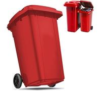 UCKYSU Grande Poubelle D'extérieur Commerciale Couvercle Poignée Antidérapante Rouleau Résistant L'usure Terrasse Bord Route(Red,80L)