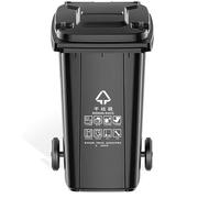 UCKYSU Poubelle D'extérieur Roulettes Épaissie Élargie Forte Résistance L'usure Robuste Solide Facile Déplacer Par Simple Poussée Ou Traction(Negro,100L)