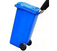 UCKYSU Poubelle Extérieure Portable Avec Roues Rainures Latérales Idéale For Espaces Publics Extérieurs Tels Que Zones Gestion Immobilière Et Campus(Blue,20 Gallon)