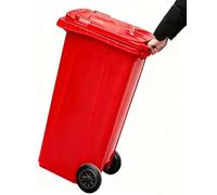 UCKYSU Poubelle Extérieure Portable Avec Roues Rainures Latérales Idéale For Espaces Publics Extérieurs Tels Que Zones Gestion Immobilière Et Campus(Red,28 Gallon)