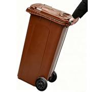 UCKYSU Poubelle Extérieure Portable Avec Roues Rainures Latérales Idéale For Espaces Publics Extérieurs Tels Que Zones Gestion Immobilière Et Campus(Coffee,32 Gallon)