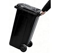 UCKYSU Poubelle Extérieure Portable Avec Roues Rainures Latérales Idéale For Espaces Publics Extérieurs Tels Que Zones Gestion Immobilière Et Campus(Negro,20 Gallon)