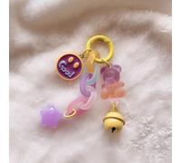 Uclac 1 porte-clés adorable ours de couleur bonbon avec plaque en forme de cœur et petite clochette ornement idéal pour voiture