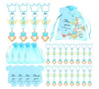 Uclac Lot de 20 cadeaux de fête prénatale avec porte-clés en forme d'ange, carte de remerciement, sac en organza pour bébé, anniversaire, baptême, fête de retour