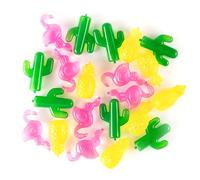 Uclac Lot de 24 glaçons réutilisables en plastique de style flamant rose, cactus, ananas, canard, thème tropical, pour glacières, whisky, cocktails, bière, vin