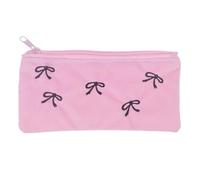 Uclac Trousse à crayons rectangulaire en polyester avec nœud brodé, joli imprimé, fournitures scolaires, pour la rentrée scolaire, rose, 10.0*10.0*2.0