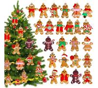 UCLEVER Décoration de sapin de Noël, charm traditionnel en pain d'épices en forme d'homme de gingembre, décoration à suspendre (24, bonhomme en pain d'épices)