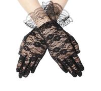 UCLEVER Gants en Dentelle pour Femmes - Noir, Court, de Soirée, d'Opéra et de Mariage - Short Lace Gloves