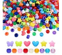 UCLEVER Lot de 1000 perles en acrylique assorties - Perles de papillon - Grands trous multicolores - Idéales pour bracelets, chaînes, Noël, Saint-Valentin, travaux manuels et fabrication de bijoux