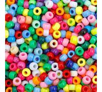 UCLEVER Lot de 1000 perles poney colorées avec grand trou à enfiler - 6 x 9 mm - Perles Kandi pour bracelets, colliers, porte-clés, fabrication de bijoux, travaux manuels (marron)