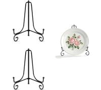 UCLEVER Lot de 2 supports d'assiettes en fer - 14,5 cm，Chevalet en Fer Forgé, pour Photo, Cadres pour Image, Livres de Cuisine, Assiettes décoratives, Tableaux et pièces d’Art - Noir