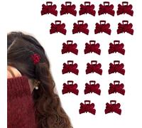 UCLEVER Lot de 20 mini pinces à cheveux à griffe en plastique avec poignée antidérapante, petits clips à mâchoire pour filles et femmes (rouge)