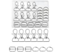 UCLEVER Lot de 30 Boucle en Métal Tri-Glide, Anneaux en Forme de D, Crochets Pivotants Bricolage Accessoires pour Ceinture Sac à Dos Craft Bags - 2.5cm