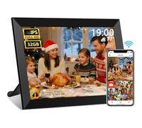 UCMDA Cadre Photo Numérique WiFi - 10.1 Pouces IPS Écran Tactile Smart Cloud Connecté avec 32Go Espace, Partagez Instantanément des Clips Vidéo et Photos Via l'application Frameo,Rotation