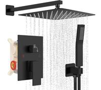 UCMDA Ensemble de Douche Encastrable Noir - Colonne de Douche Thermostatique, Système de Douche Encastré avec Douchette et Douche de Tête, Colonne Douche Encastrable, Colonne Douche Salle de Bain