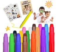 Ucokee 16 Couleurs Visage Peinture, Lavable Crayon Maquillage Enfant, 2 Lumineux Tatouage Pour Enfant, Non-Toxique, Carnaval, Peinture Corporelle Pour PâQues, Cosplay, SoiréEs à ThèMe NoëL Halloween