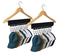 UCOMELY - Lot de 2 Supports de Rangement de Chapeaux pour Cintre et Placard de Chambre, 10 Grands Clips de Rangement en Acier Inoxydable, pour accrocher des Chapeaux de Baseball, des Casquettes de