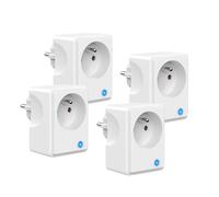 UCOMEN Prise Connectée WiFi, Suivi de consommation, 16A Type E 3680W, compatible avec Alexa, Google Home et Smart Life APP, Économie d'énergie, Commande vocale, blanc,4 packs