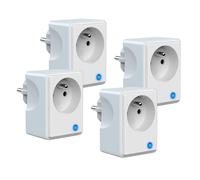 UCOMEN Prise Connectée WiFi, Suivi de consommation, 16A Type E 3680W, compatible avec Alexa, Google Home et Smart Life APP, Économie d'énergie, Commande vocale, blanc et gris,4 packs