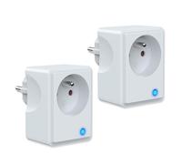 UCOMEN Prise Connectées WiFi (Type E), Mesure de Consommation Électrique, Programmable Compatible avec Alexa, Google Home, Smart Life APP, Commande Vocale，Contrôle à Distance, 16A/3680W, gris, 2 packs