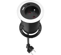 Ucomen Prise Encastrable Compacte avec 1 Prise, 1 Port USB C, 1 Port USB A,60 mm de Diamètre, 1,5m de Câble, Multuprise pour Le Bureau, Les Meubles,La Cuisine, Noir.[G1452]