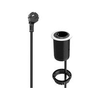 UCOMEN Prise encastrée pour plateau de table, bouchon de table avec 1 port USB A et 1 port USB C, 60 mm de diamètre, avec câble de 1,5 m, petit et peu encombrant, facile à installer, noir