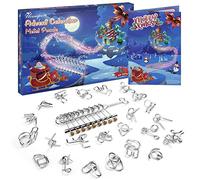 Ucouper Calendrier de l'Avent 2025 Casse Tete en Métal, 24pcs Jouet Puzzle 3D Éducation Intellectuel Cadeau Noël Surprise pour Enfant Adulte