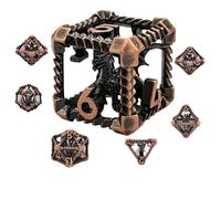 Ucubwfu Jeu complet de dés multi-faces pour Donjons et Dragons, jeu de rôle en métal, dés de dragon en cage, dés squelette en métal, jeu de dés RPG (G)