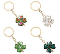 Ucubwfu Lot de 4 porte-clés trèfle à quatre feuilles en cristal et strass