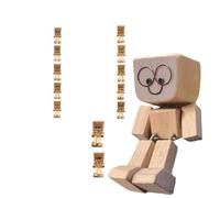 Ucuse Figurine d'homme en bois qui secoue les pieds, charmante petite figurine en bois qui se balance avec 12 expressions magnétiques, poupée en bois qui secoue les pieds, décoration de bureau