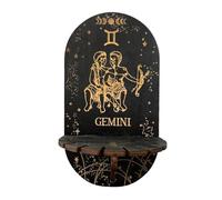 Ucuse Petite étagère murale en bois à suspendre en forme de lune en cristal style bohème avec fleurs et papillons pour décoration d'huiles essentielles Noir